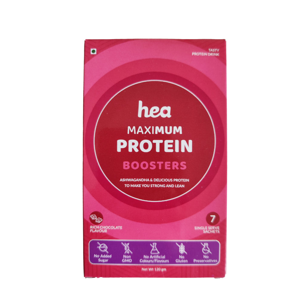 Hea MaxiMUM Protein Boosters with Whey Protein, Ashwagandha, Spirulina, Chlorella & More