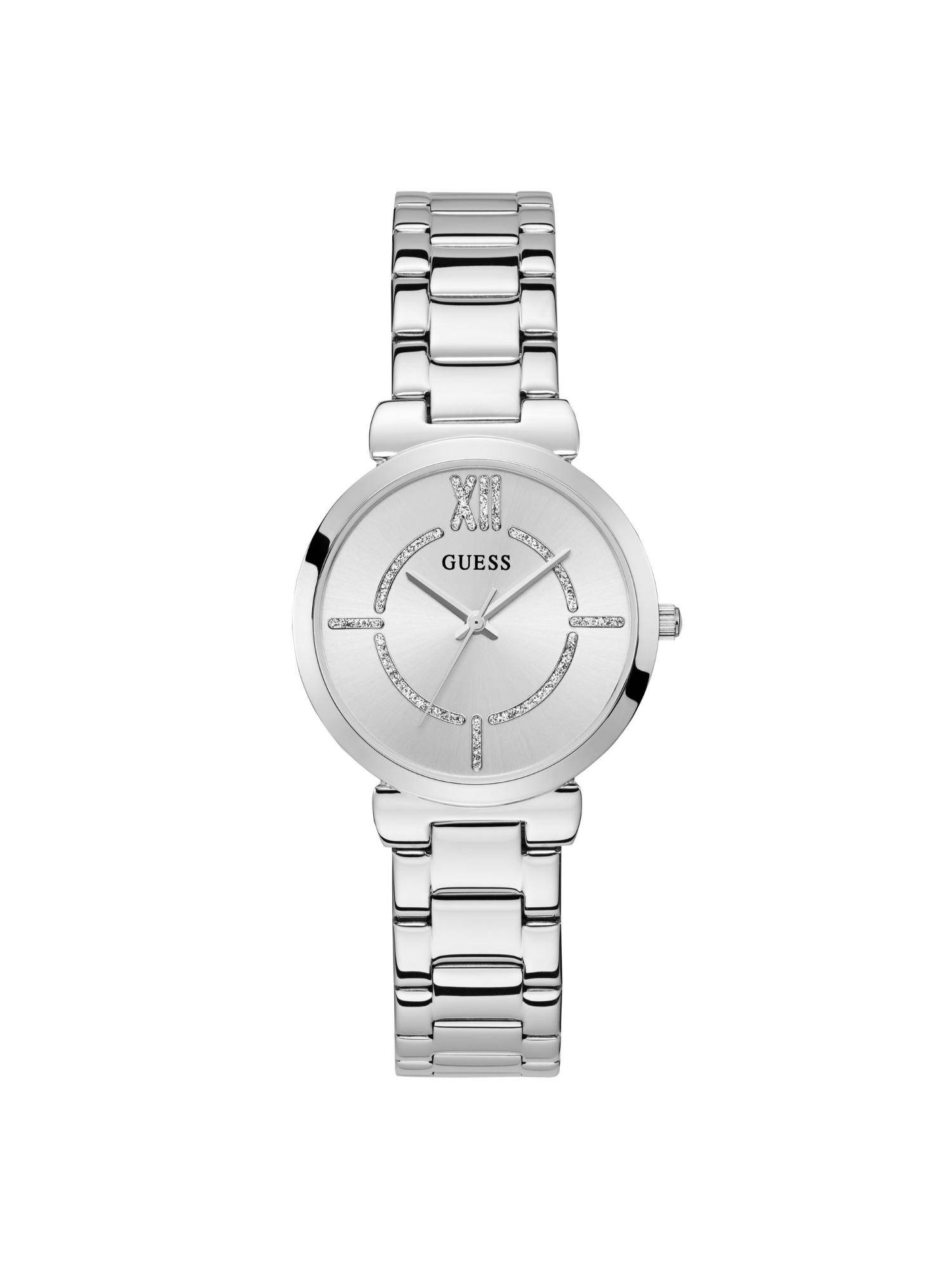 Guess Women Round Silver Dial Stainless Steel Analog Watch - U1389L1M (M)
