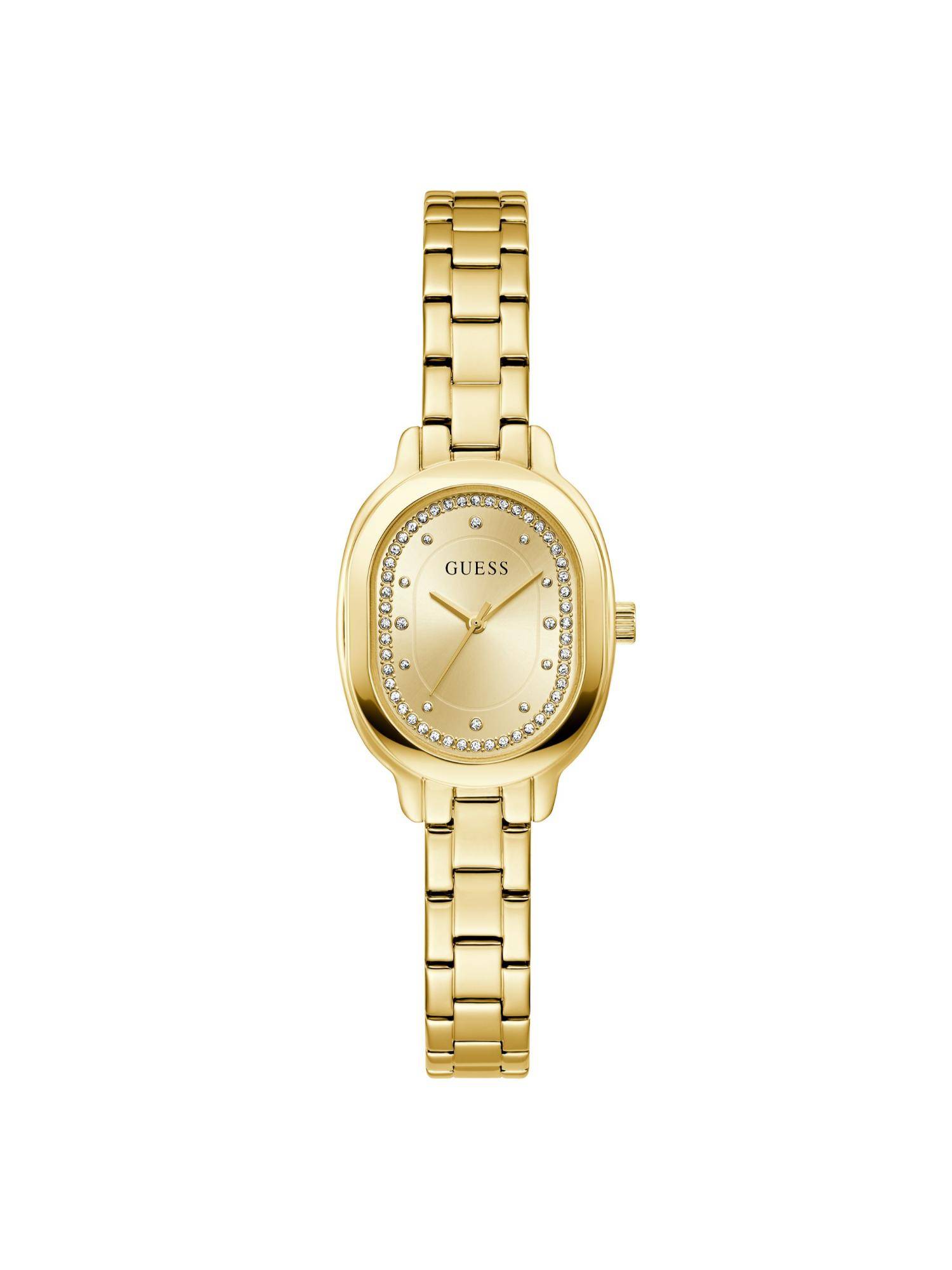 Guess Women Oval Gold Dial Stainless Steel Analog Watch - U1476L2M (M)