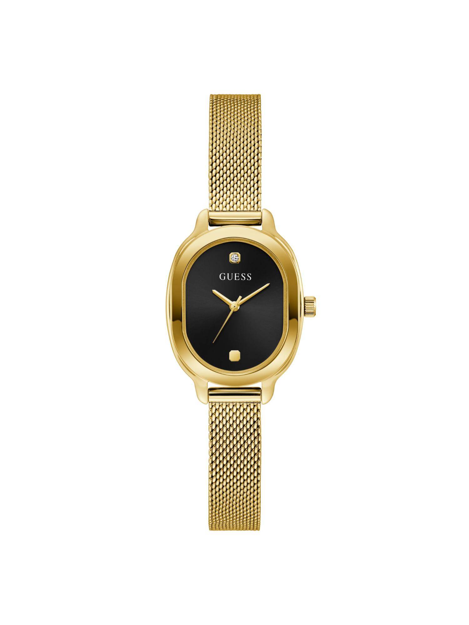 Guess Women Oval Black Dial Stainless Steel Analog Watch - U1492L2M (M)