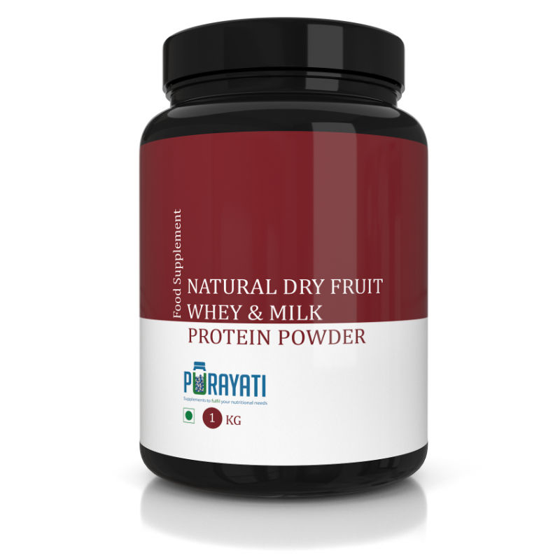 Purayati Natural Dry Fruit Whey & Milk Protein Powder - 1 Kg