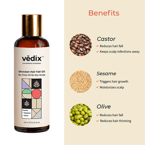 Vedix Hair Fall Oil With Castor + Sesame + Olive - Dry Scalp - Shvedan Hair  Fall Oil: Buy Vedix Hair Fall Oil With Castor + Sesame + Olive - Dry Scalp -