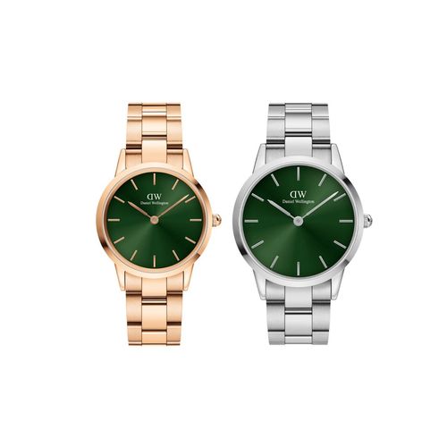 Daniel Wellington Couple Watch Gift Set Iconic Link Emerald 40mm Silver  Watch 32mm Rose Gold Watch