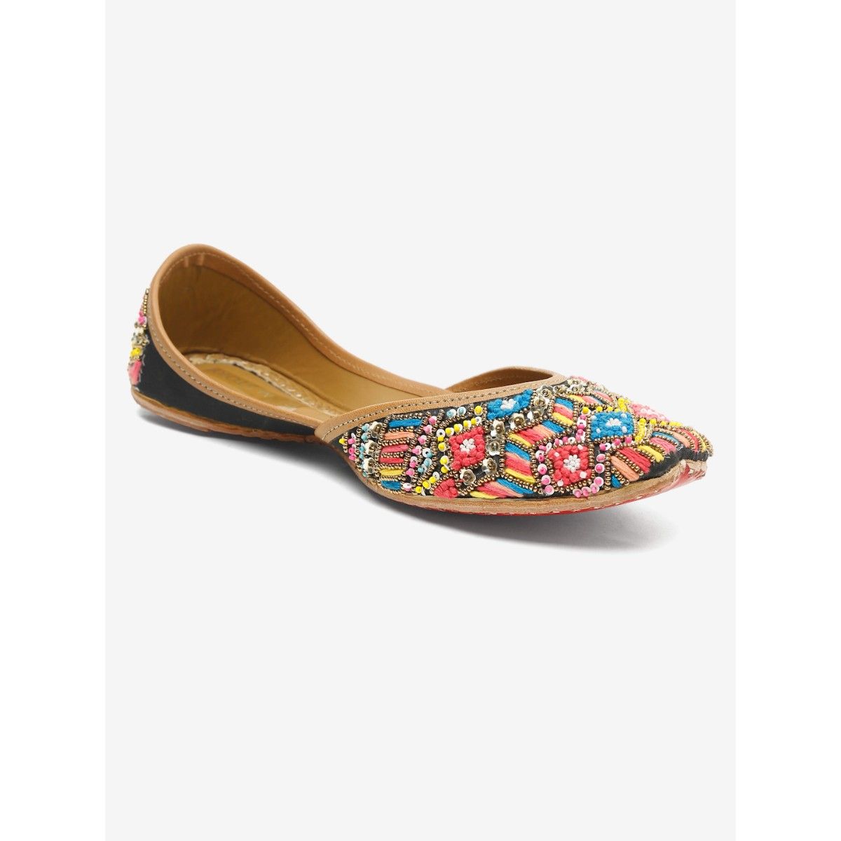 Buy Glam Story Handcrafted Pure Leather Multi Beaded Embellished Punjabi Jutti Online 