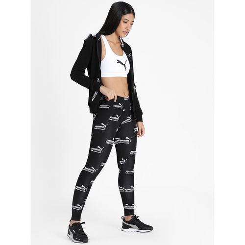 Puma Womens Amplified AllOver Printed Leggings 583618-01 Black-Size Medium  