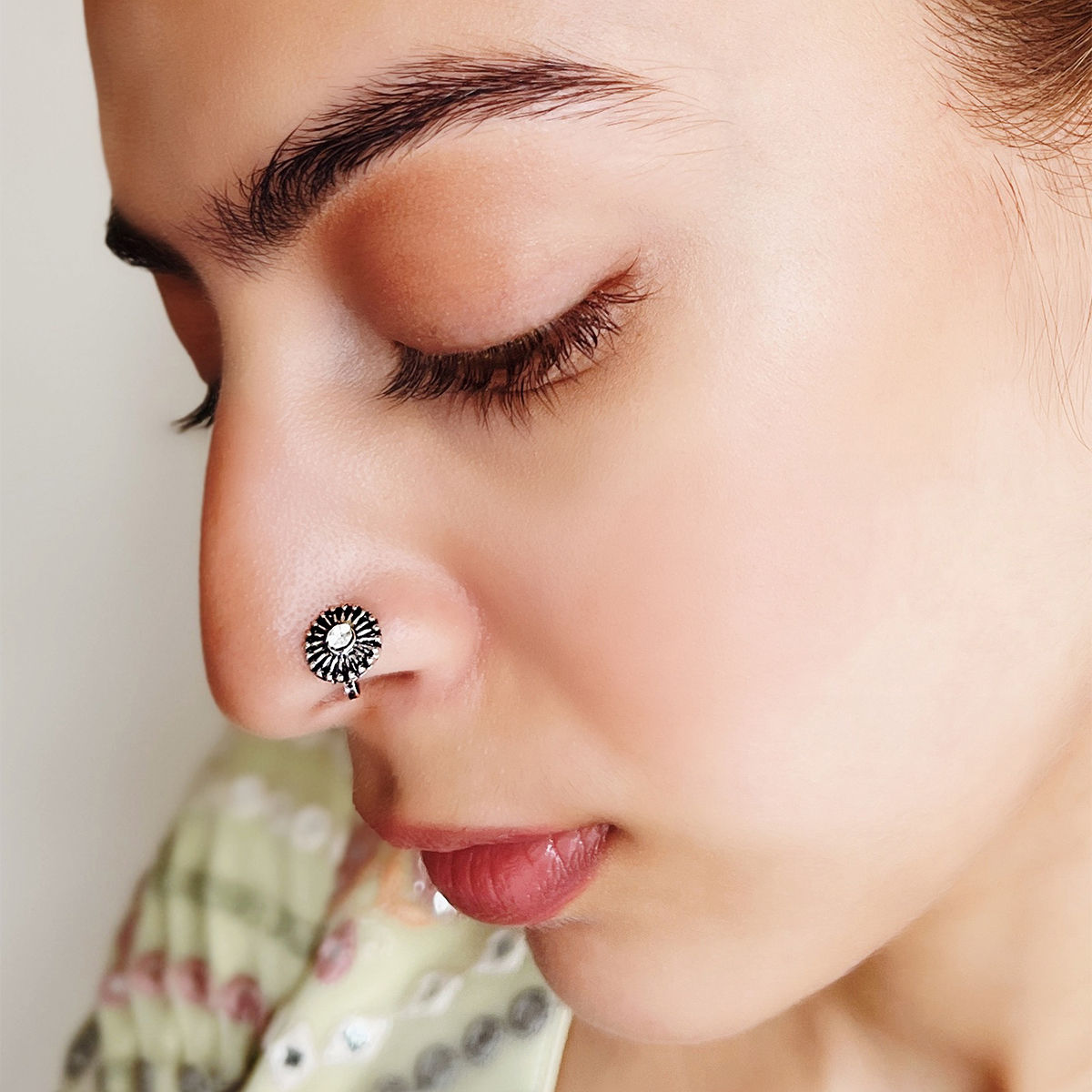 Oxidised Cute Ethnic Clip non pierced nose pin | Fusion Vogue