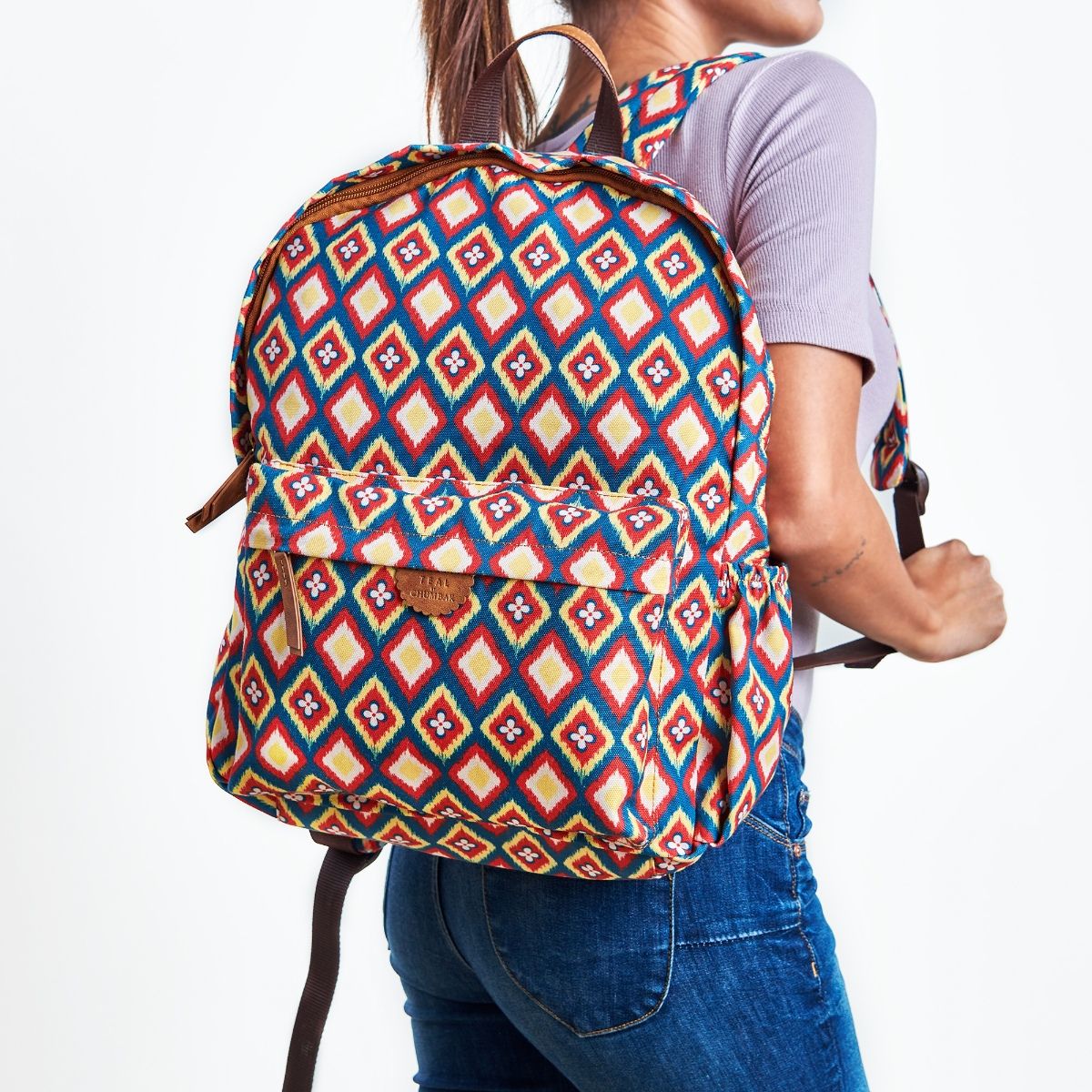 Buy Teal by CHUMBAK Teal By Teal by CHUMBAK Ikkat Glow Laptop Backpack