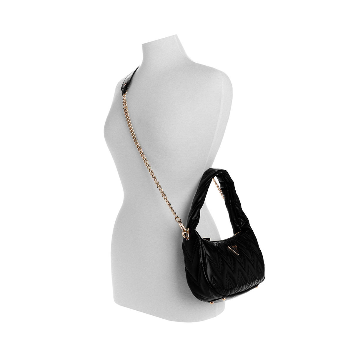 Buy Guess Black Quilted Eda Top Zip Shoulder Bag Online