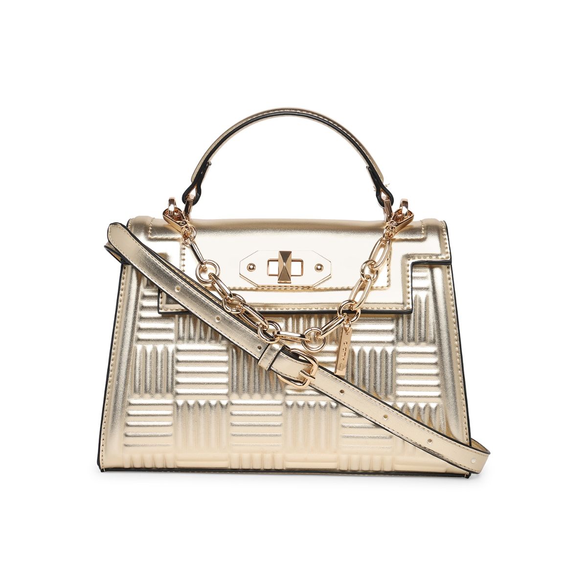 Buy Aldo Textured Gold Top Handle Satchel Bag Online