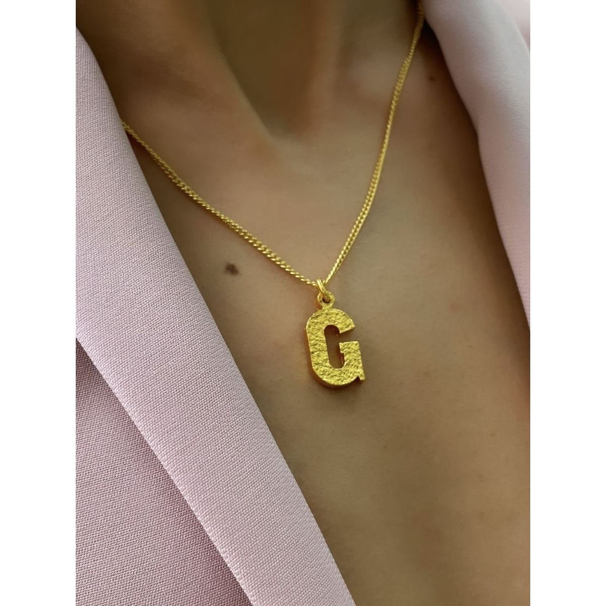 Pink Enamel Letter Pendant | G | Discover now – Sophie by Sophie