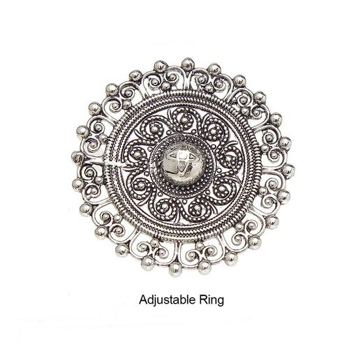 Buy Azai by Nykaa Fashion Mandala Inspired Patterned Silver Ring