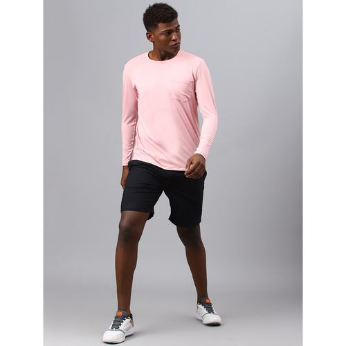 Buy Fitkin Men Nude Pink Raw Edge Neck Style Long Sleeves T-shirt