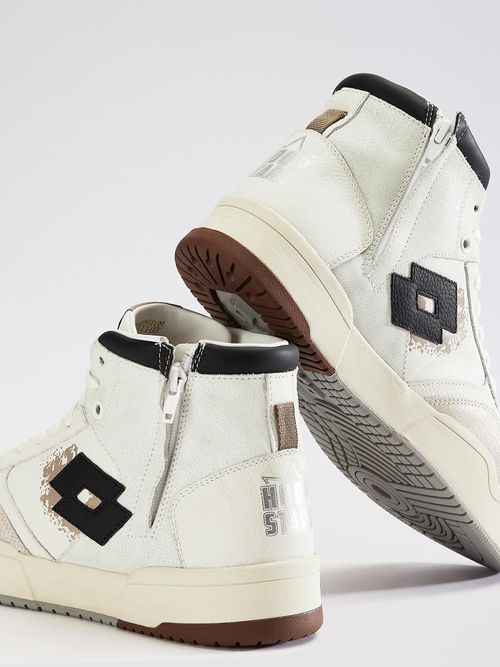 Buy LOTTO Hoop Star OG High White Black Leather Sneakers for Men