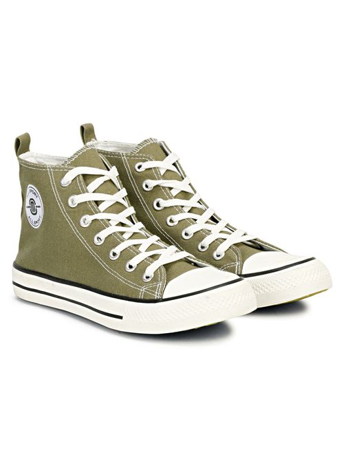 MOZAFIA Casual Comfortable Lifestyle Olive Mid Top Ankle Canvas Shoes