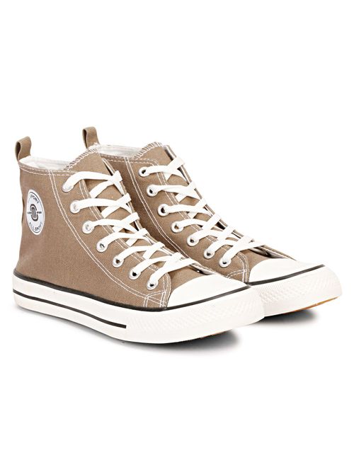 MOZAFIA Casual Comfortable Lifestyle Brown Mid Top Ankle Canvas Shoes