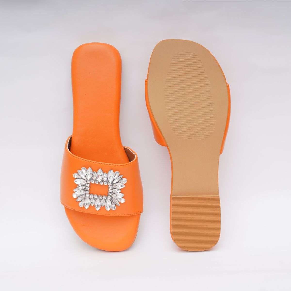 Buy Sole House Orange Embellished Brooch Flats Online