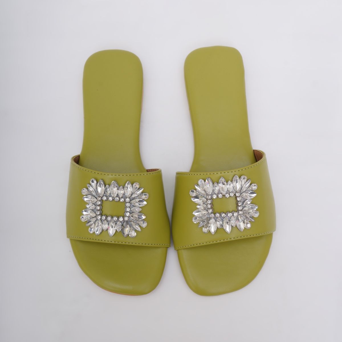 Buy Sole House Green Embellished Brooch Flats Online