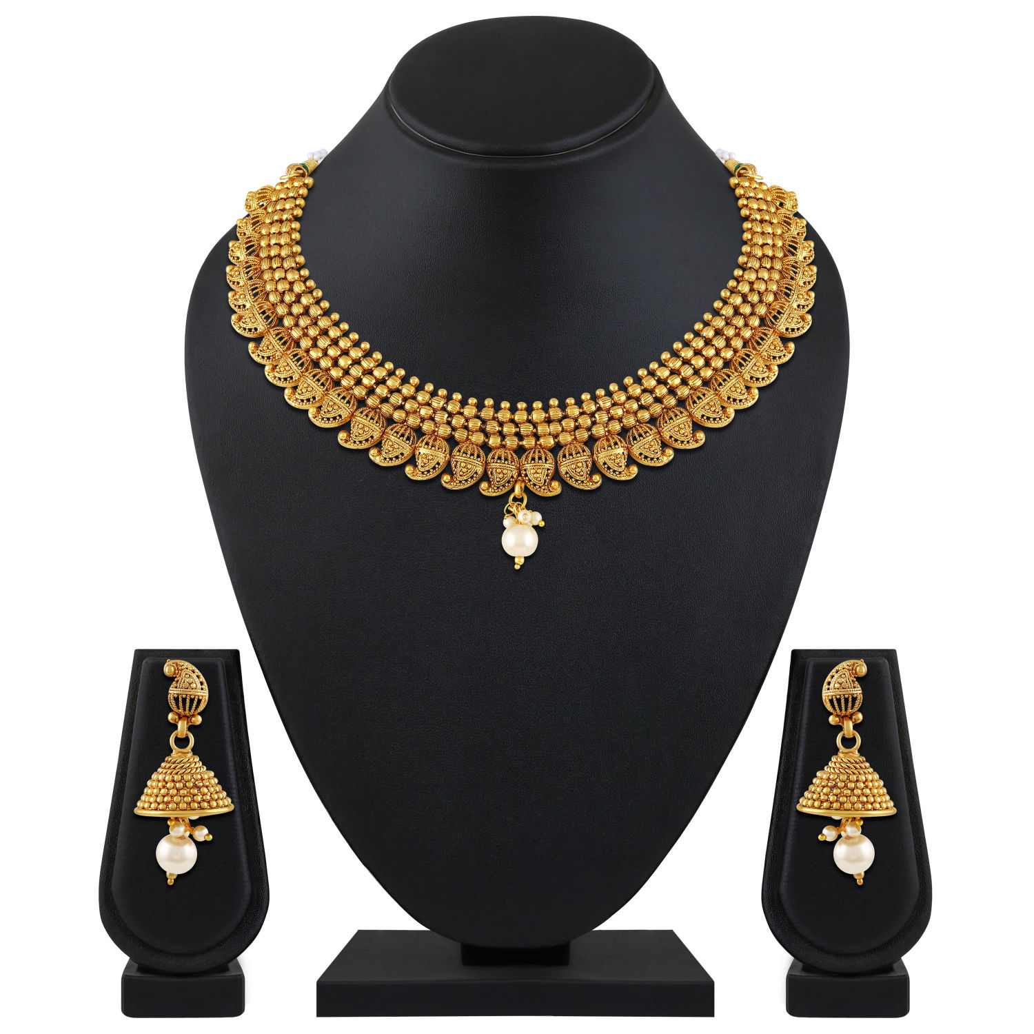 Buy Asmitta Kuiri Shape Pearls Studded Jewellery Set Online