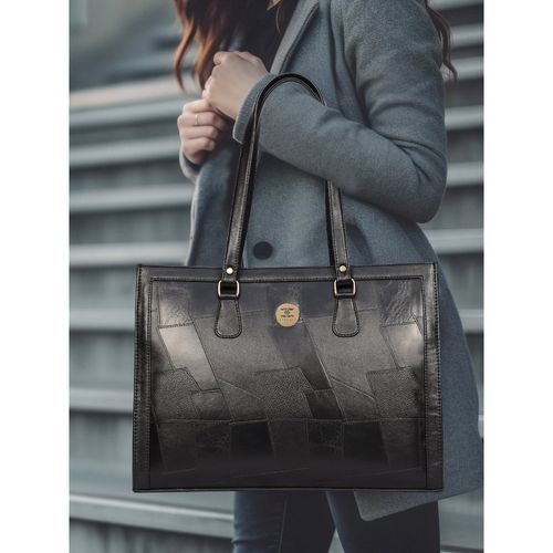 Buy ESBEDA Women Black Textured Laptop Bag Online