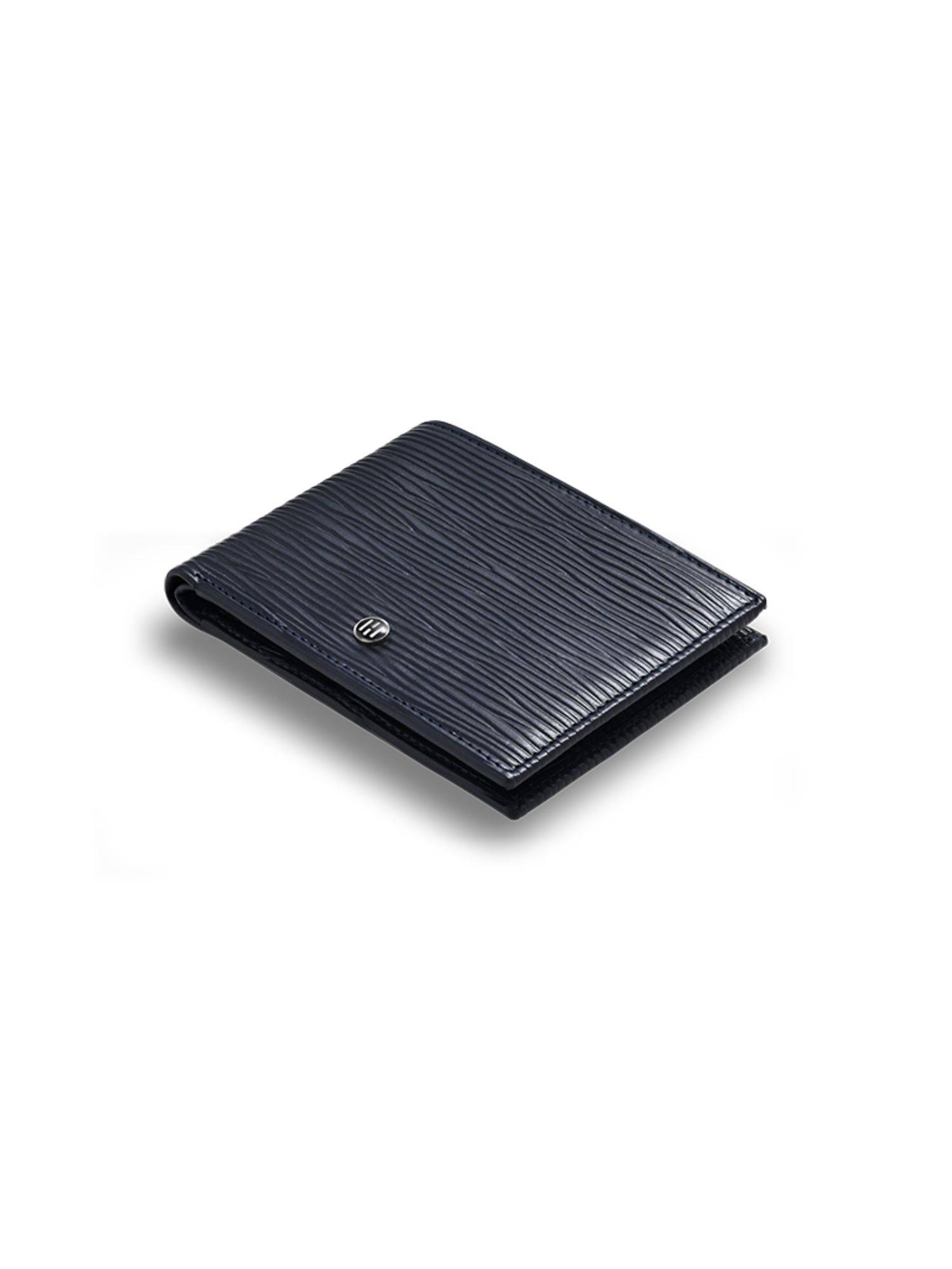 HALDEN Men Navy Blue Leather Textured Wallet