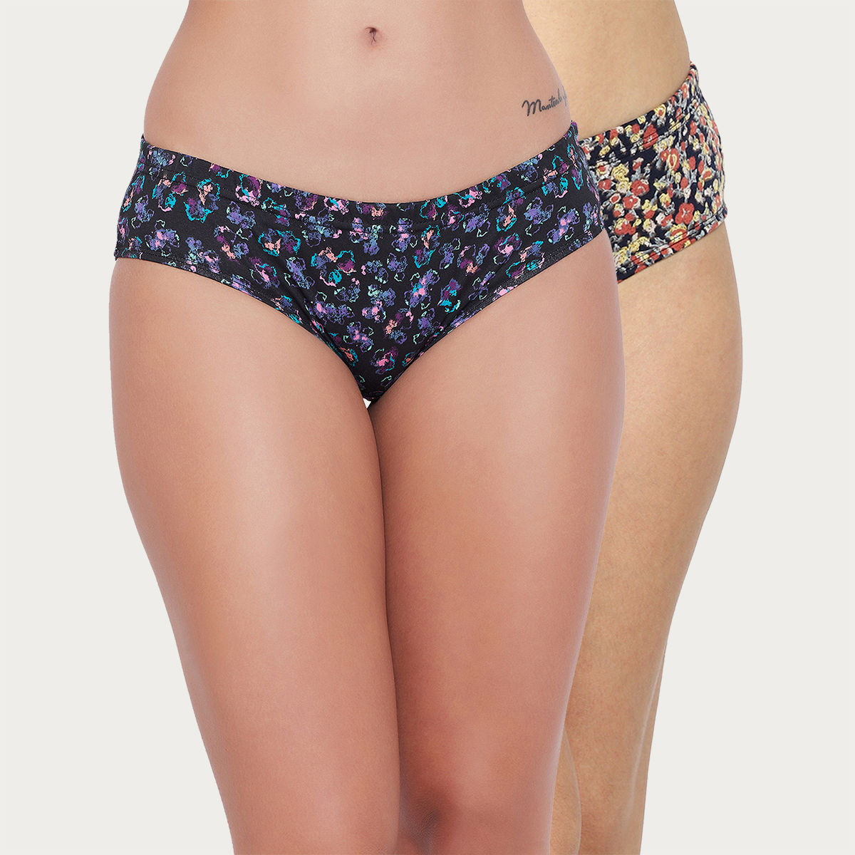 Buy Clovia Pack of 2 Cotton Mid Waist Floral Print Hipster Panty