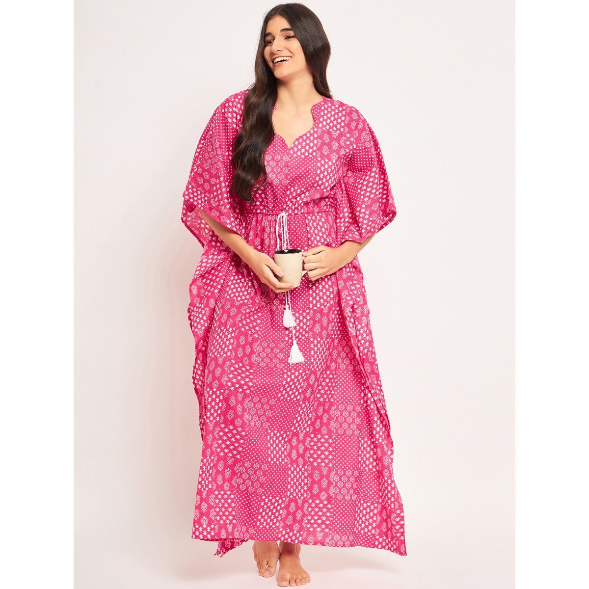 Dubai Pink Simple Koti Style Plain Kaftan main image 0