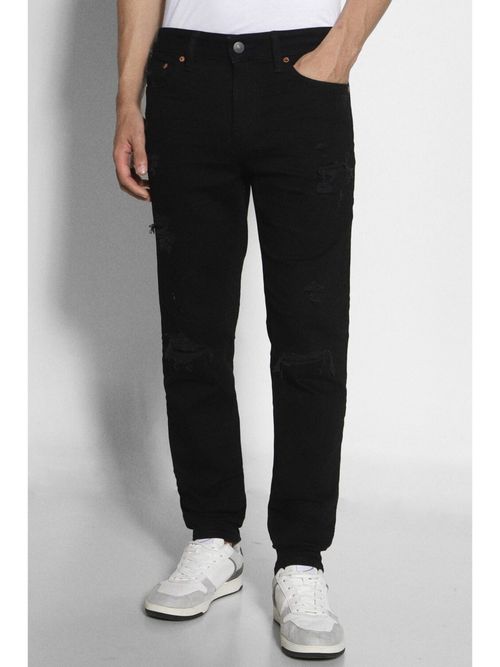 American Eagle Men Black Air Flex+ Patched Ultrasoft Athletic Skinny Jeans - Main Image