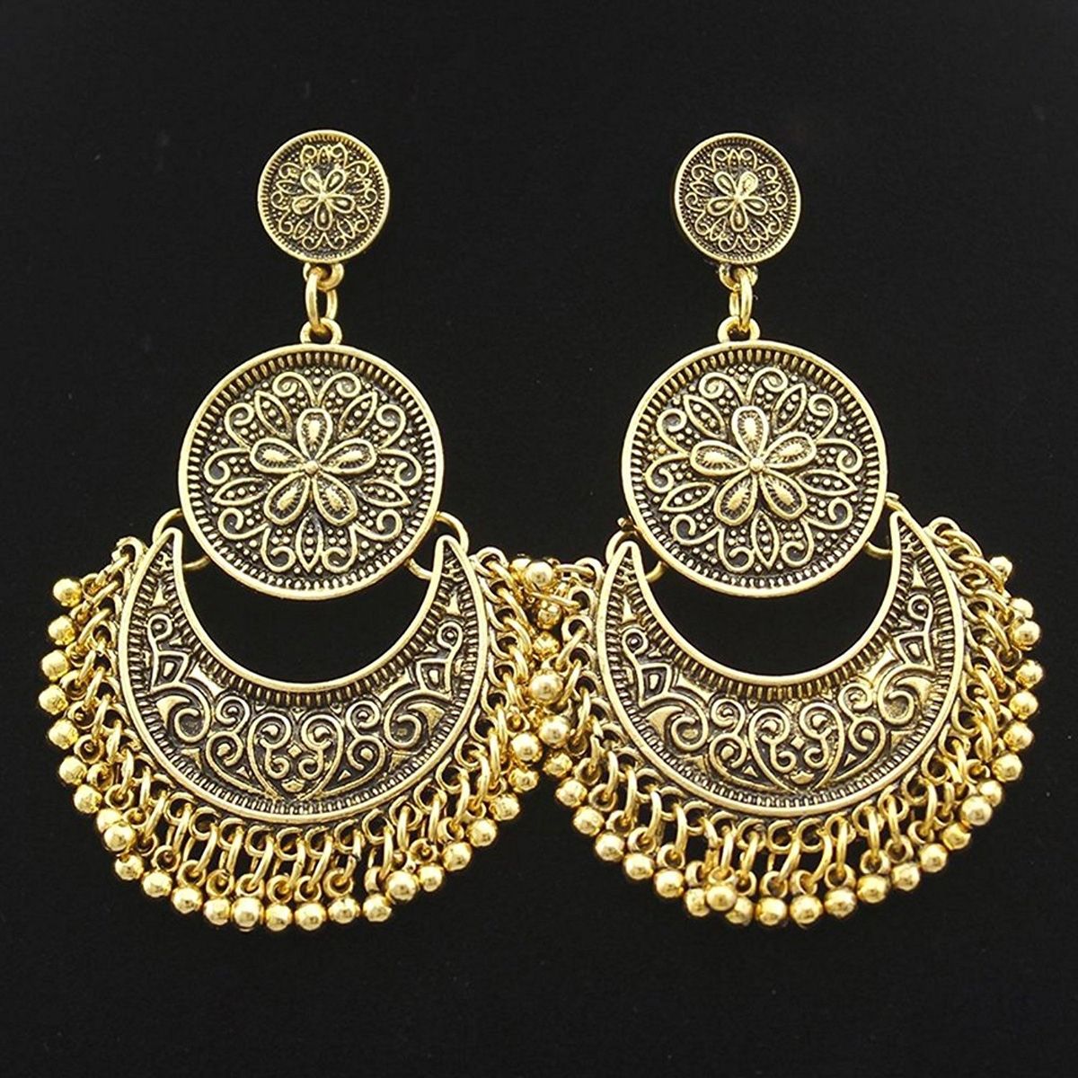 Rava Ball Oxidized Gold Earrings  VOYLLA