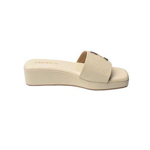 Buy CHERE Womens Beige Gold Embellished Low Wedge Sandals Online