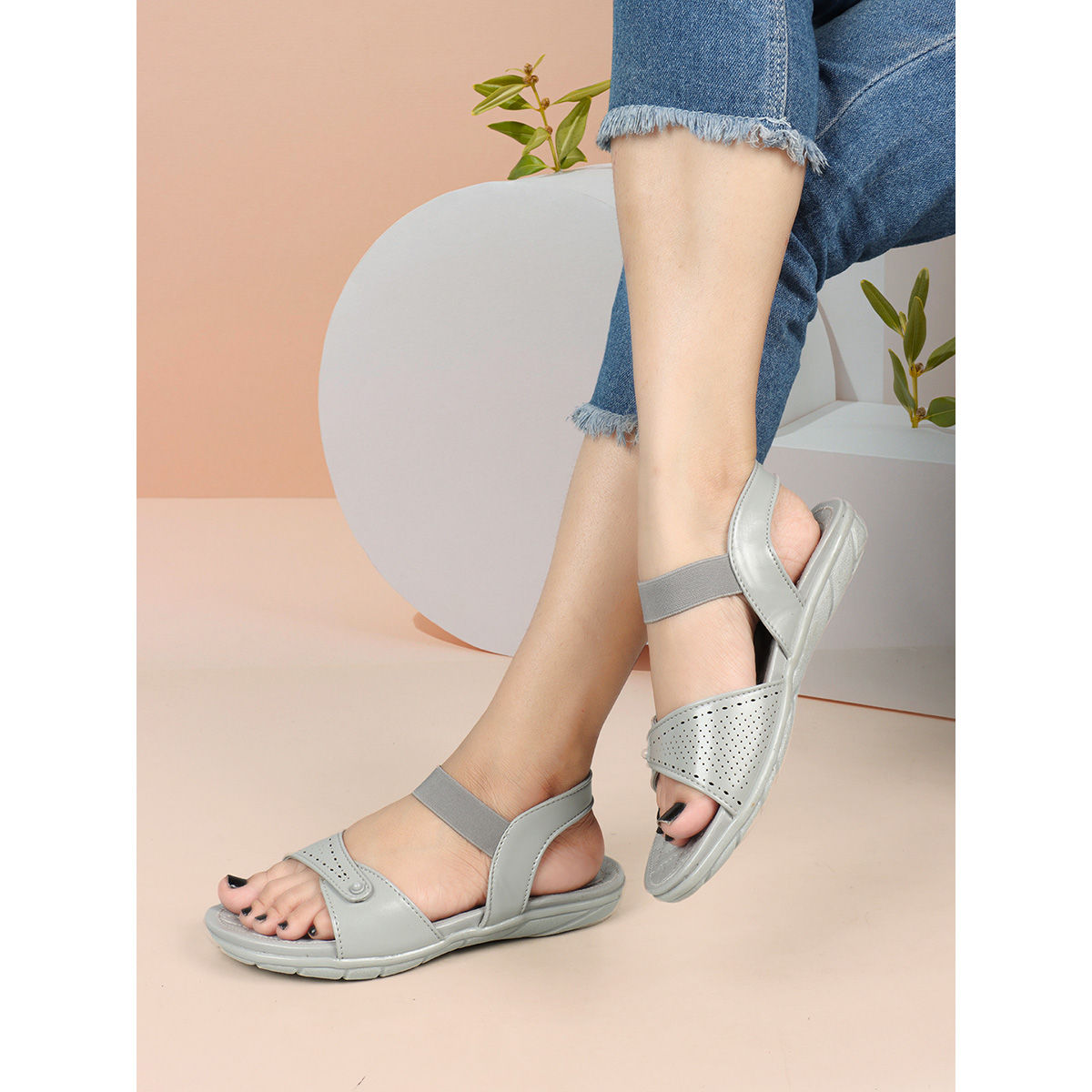 Buy Iconics Women Grey Backstrap Sandal Online