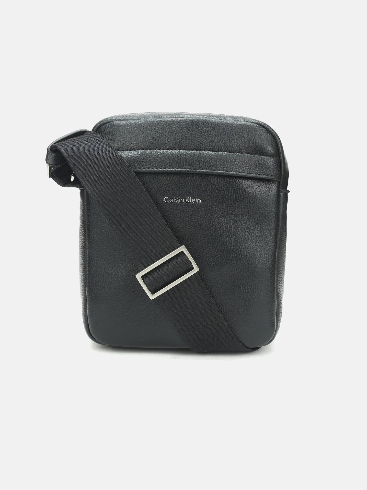 Calvin Klein Solid Black Pu Shoulder Bag