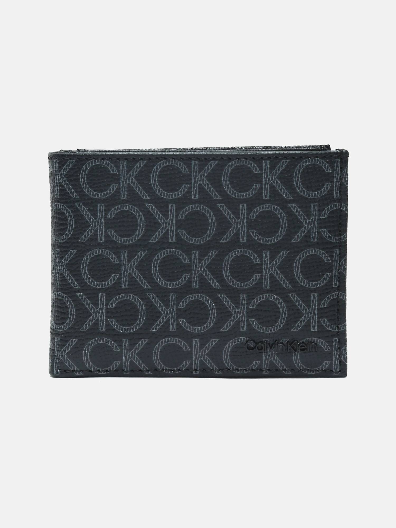 Calvin Klein Logo Black Leather Bi-Fold Wallet
