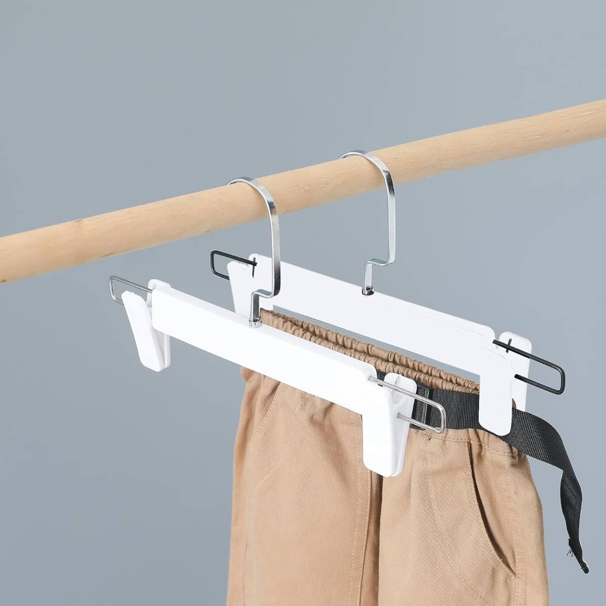 Kuber Industries Recycled Plastic Cloth Hanger with Chromed Plated Steel Hook White (Pack of 5)
