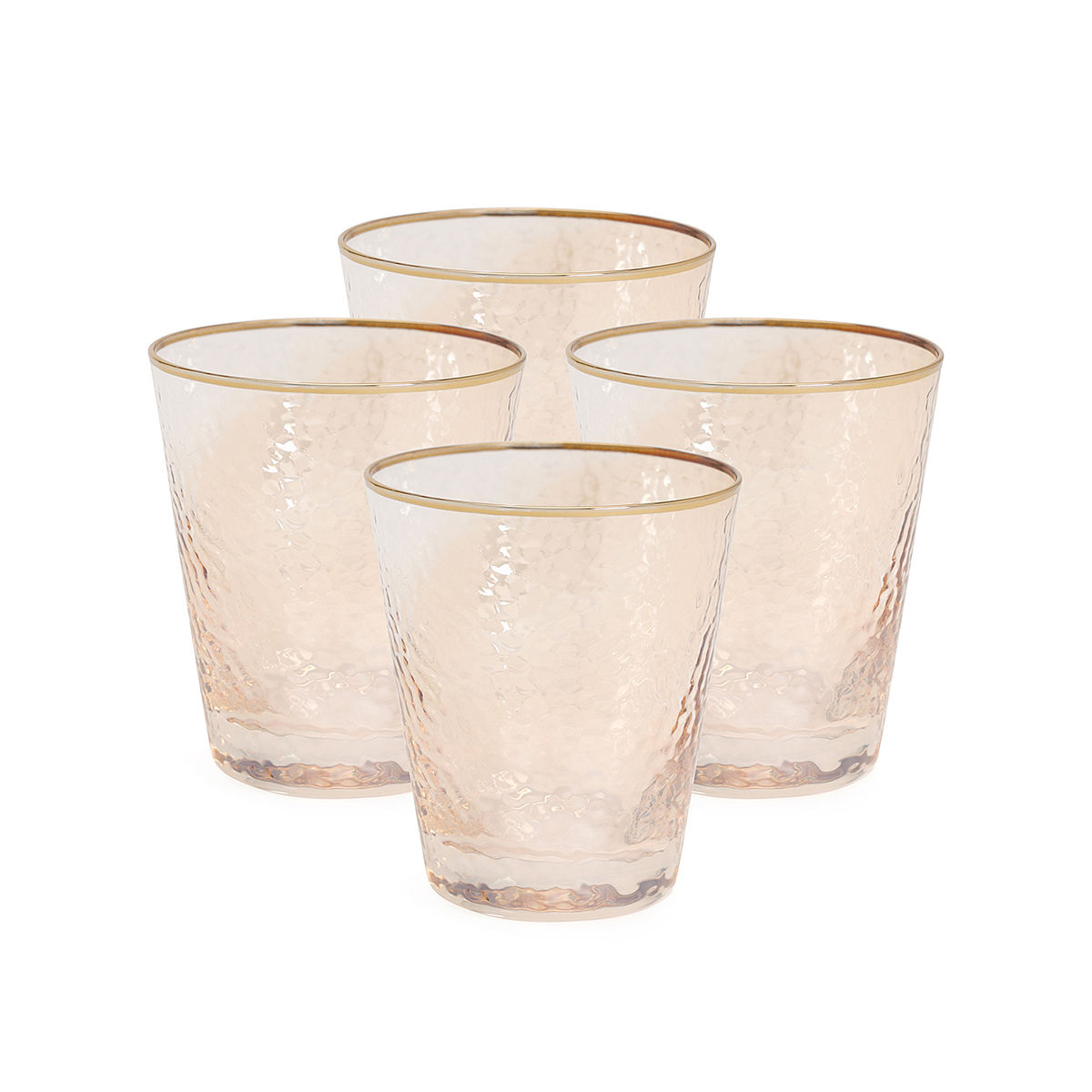 Buy Pure Home + Living Set of 4 Amber Hammered Drinking Glasses Online