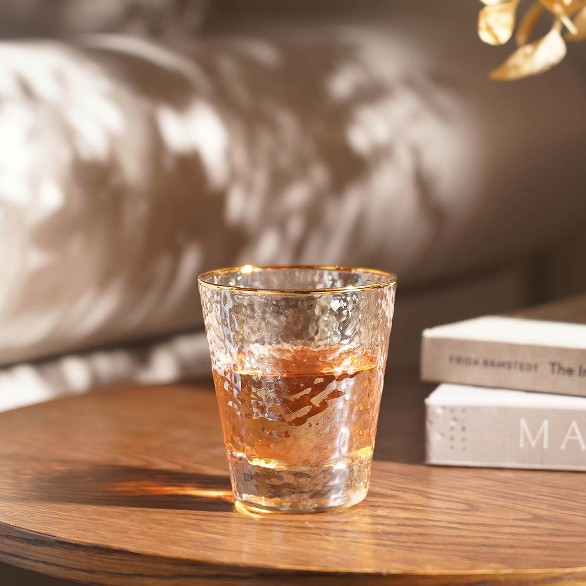 Buy Pure Home + Living Set of 4 Amber Hammered Drinking Glasses Online