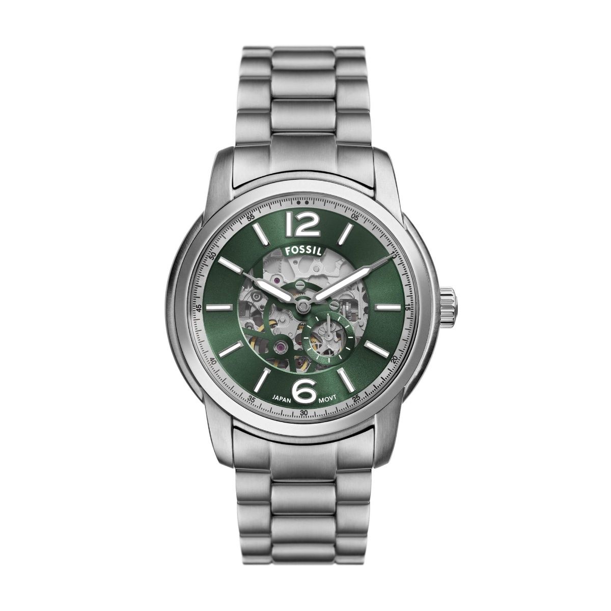 Fossil Men Green Dial Round Stainless Steel Watch - ME3262