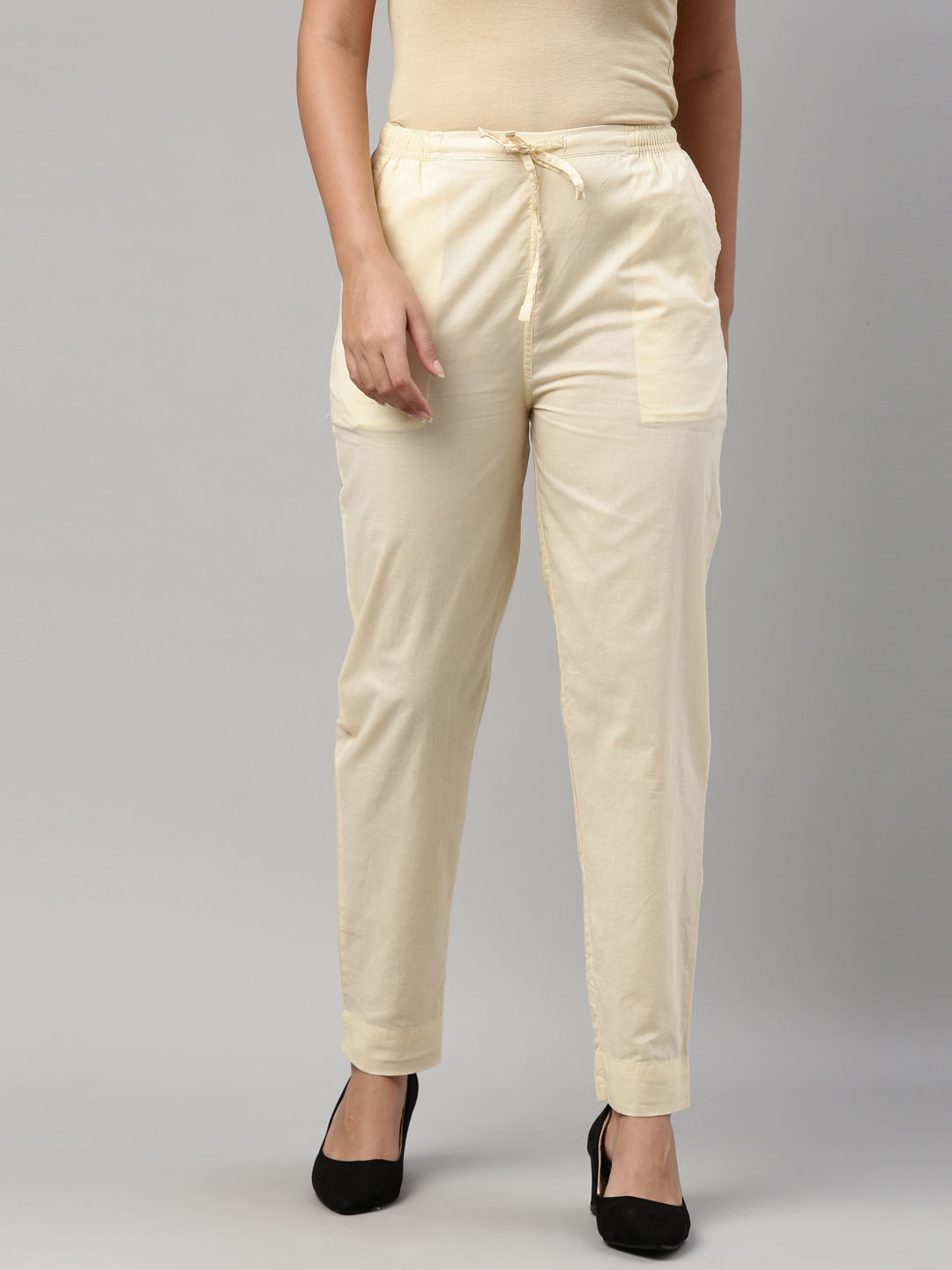 Buy Beige Tab Detail Tapered Pants Online  The Label Life