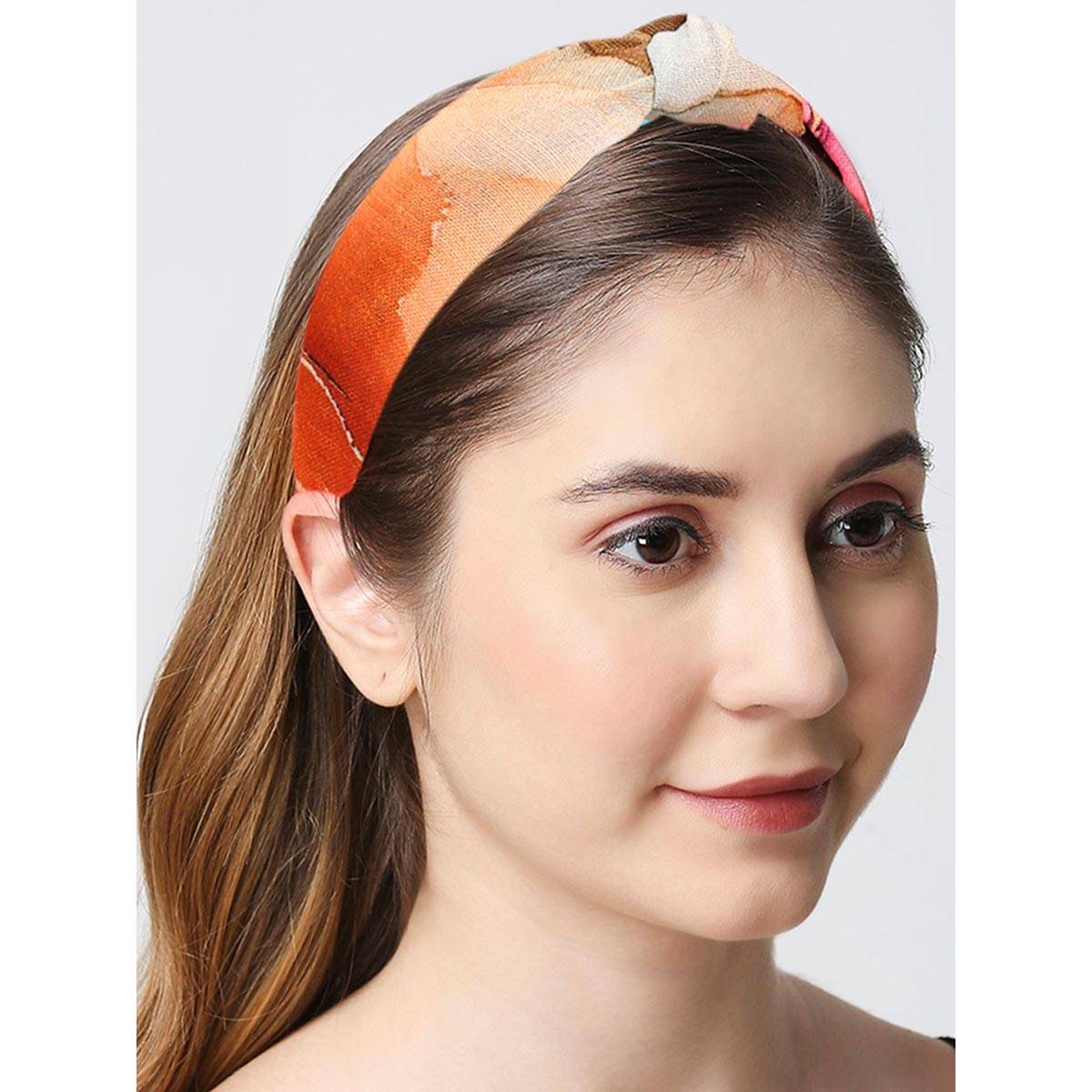 OOMPH Women Galaxy Print Brown and Beige Knotted Hair Band
