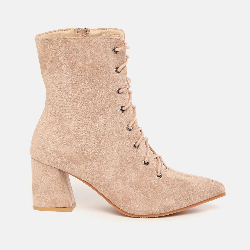 lace up nude ankle boots