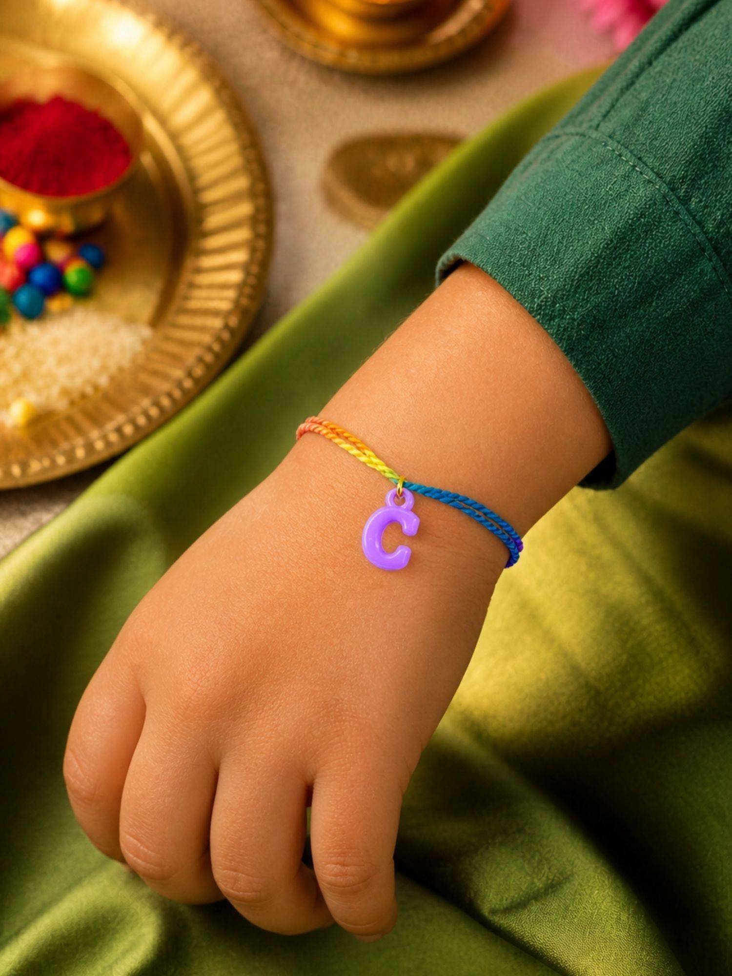 Digital Dress Room Kids Purple C Letters Rakhi
