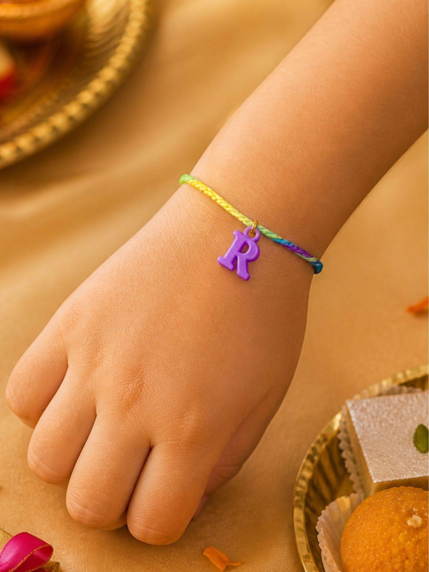 Digital Dress Room Kids Purple R Letters Rakhi