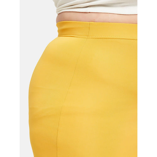 Ajio Skirt With Elastic Waistband Ajio Red Long Skirt With Pockets