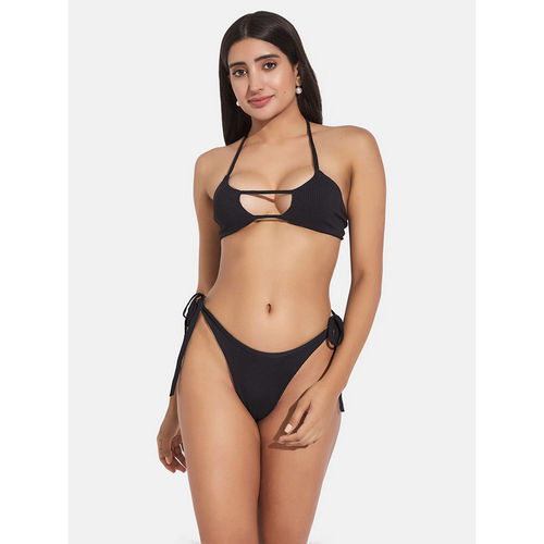 Secrets By ZeroKaata Women Ribbed Halter Beach Wear Swim Bikini Set (2XL)