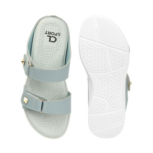 Buy Carlton London Blue Round Toe Velcro Casual Women Sandals Online
