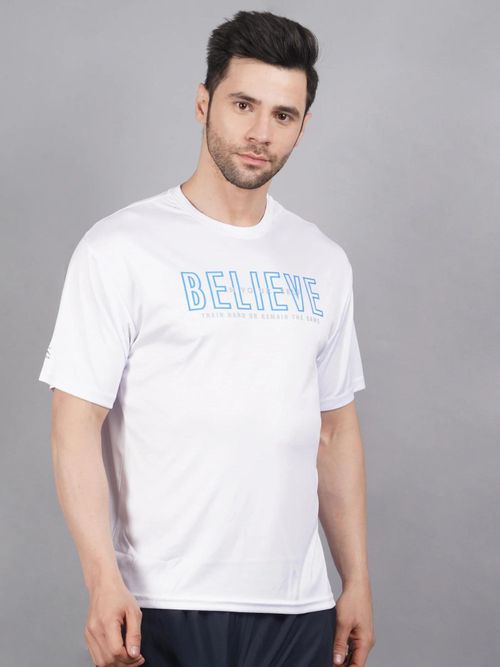 Shiv Naresh White Half Sleeves Poly Pique T-Shirt