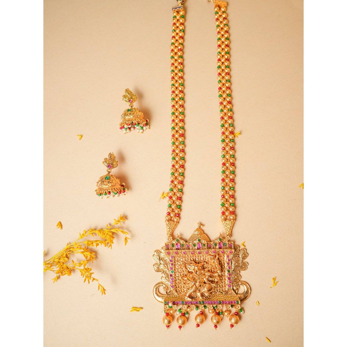VIRAASI Gold Plated Necklace and Earrings