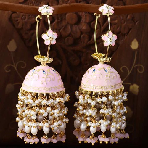 Peora Party Wear Designed Flower Jhumki Antique Earring For Women Girls  (PF66E63PK)