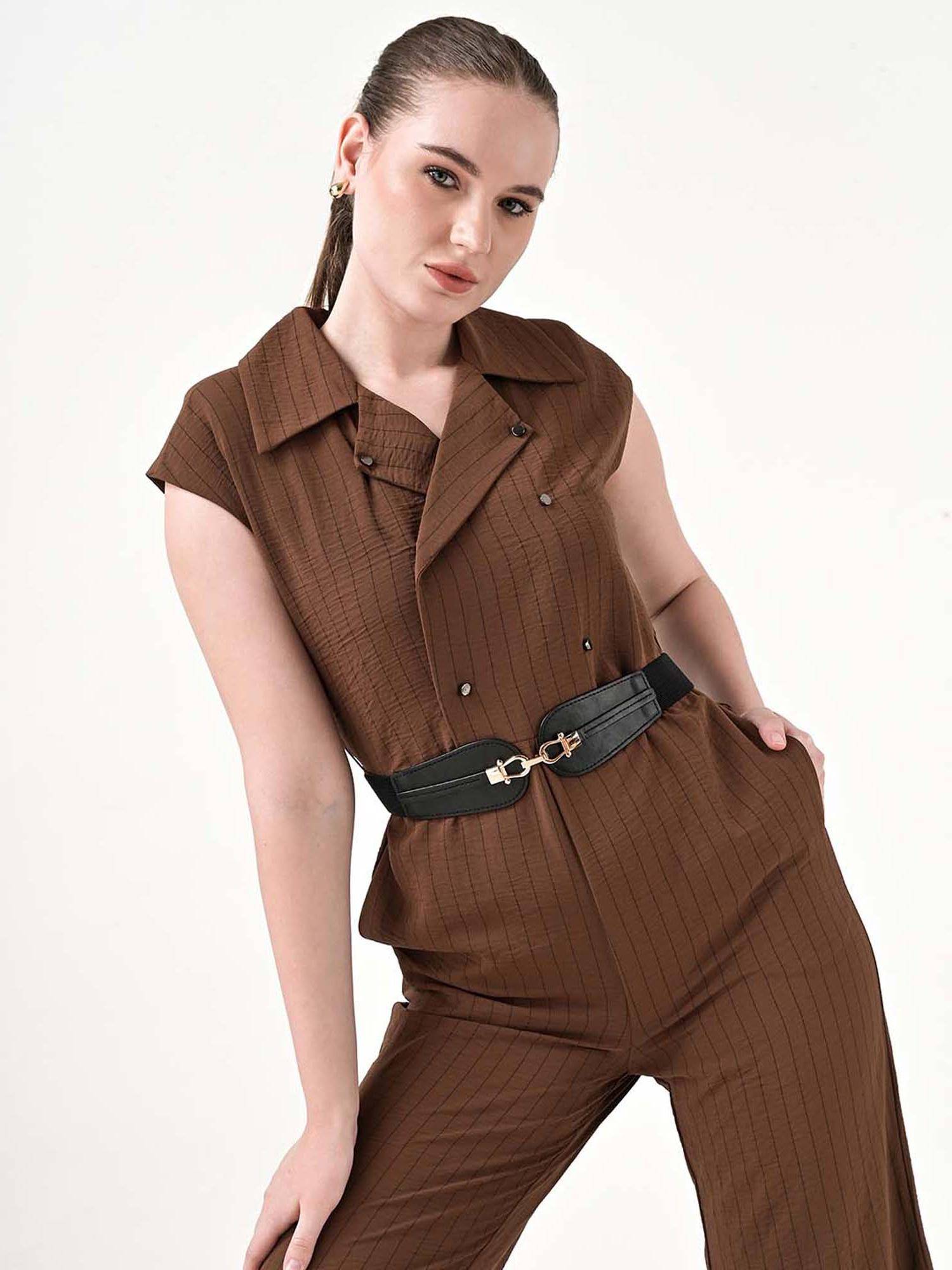 Kazo Classic Buckle Broad Belt - Brown