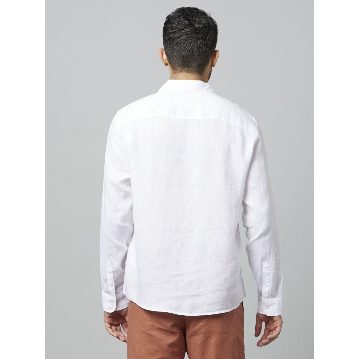 Buy CELIO Linen Solid White Long Sleeves Shirt Online