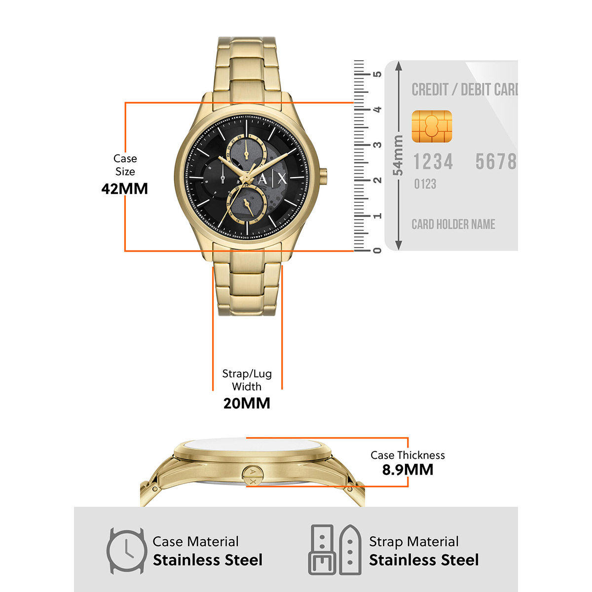 Buy ARMANI EXCHANGE Dante Gold Watch AX1875 (Medium) Online